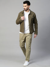 Genips Men's Green  Cotton Stretch Bahamas Cargo Fit Solid Cargo
